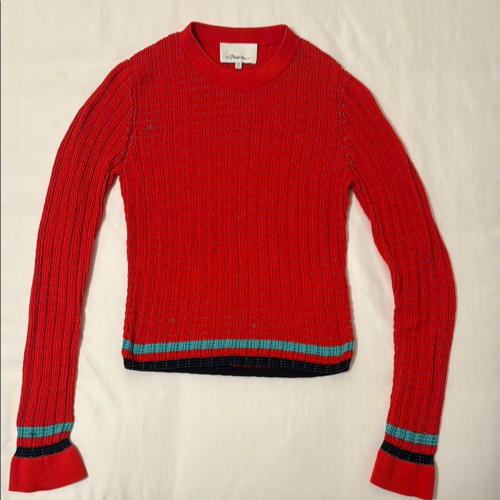 3.1 Phillip Lim Red Ribbed Knit Sweater